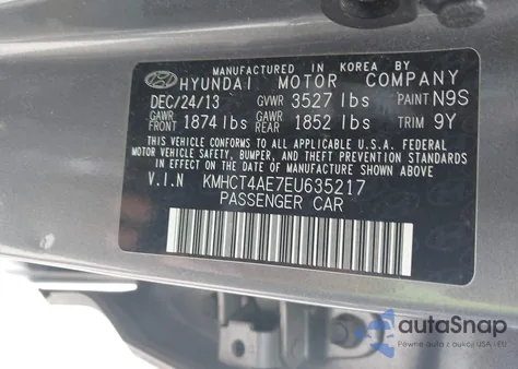 2014 Hyundai Accent Gls z USA, uszkodzony, nr VIN KMHCT4AE7EU635217
